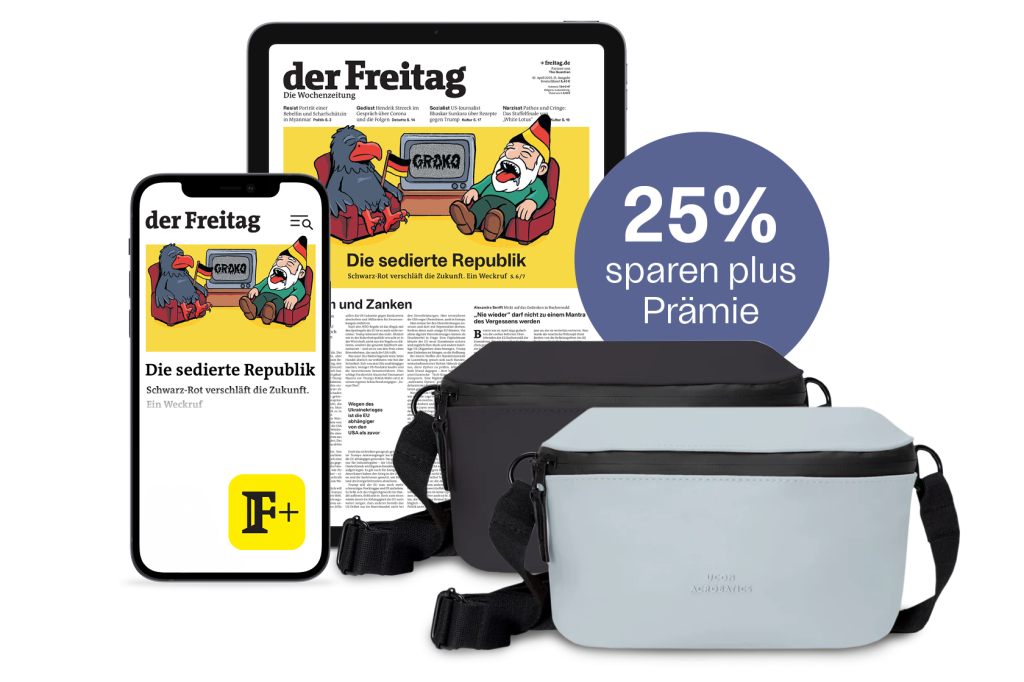 der Freitag Digital-Abo mit Cross-Body-Bag als Prämie
