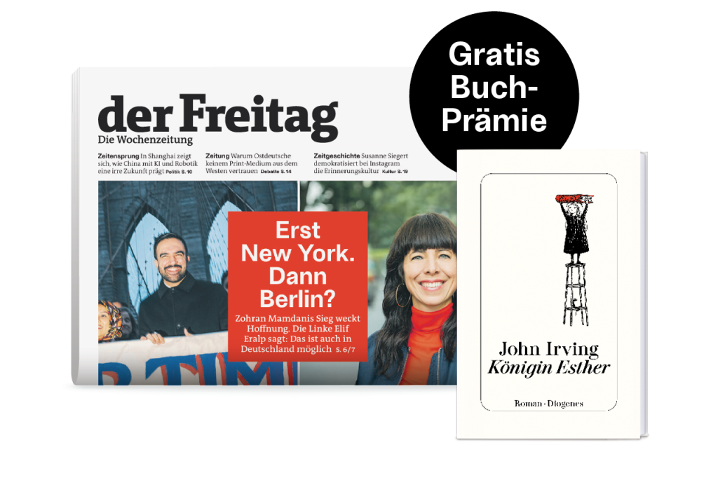 der Feitag Cover mit Buchpr&auml;mie John Irving