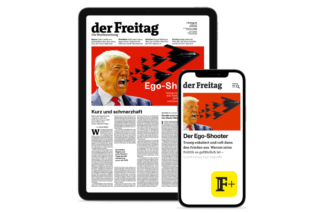der Freitag Digital-Cover Ausgabe 26/2025 auf Tablet und Mobiltelefon