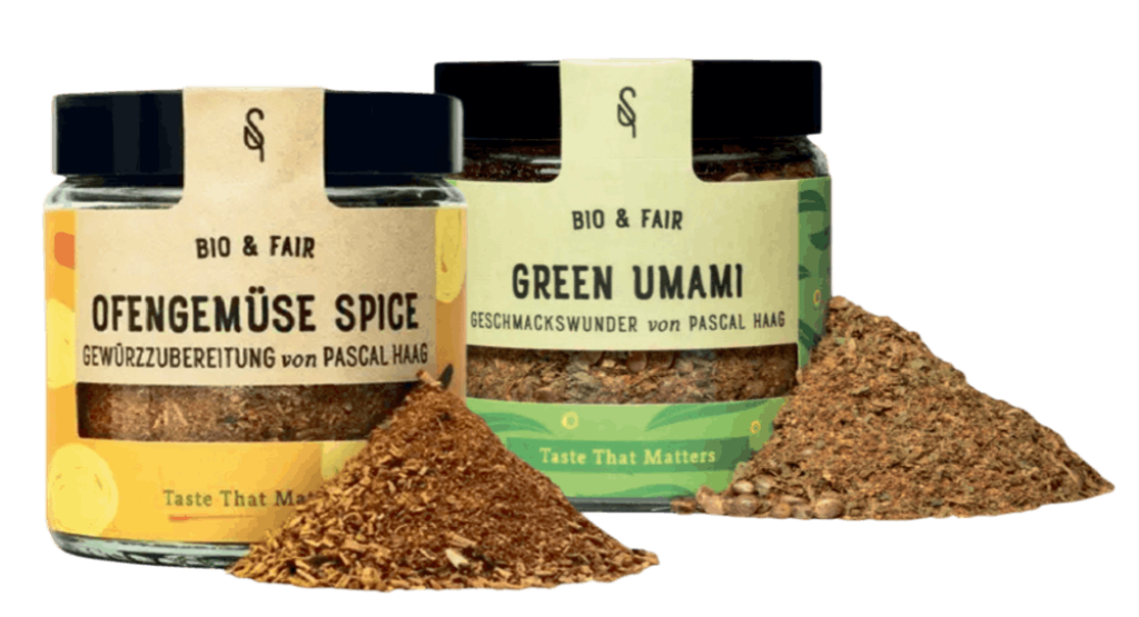 Gew&uuml;rzset Ofengem&uuml;se Spice und Green Umami als Abopr&auml;mie von der Freitag