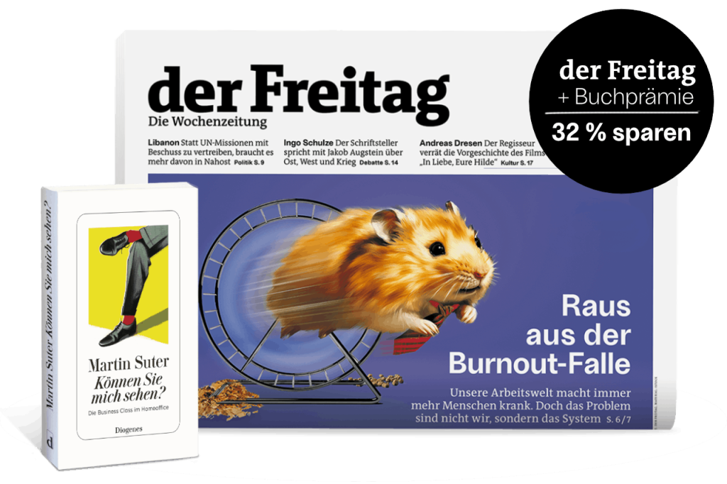 der Freitag im Printabo mit Buchpr&auml;mie von Martin Suter