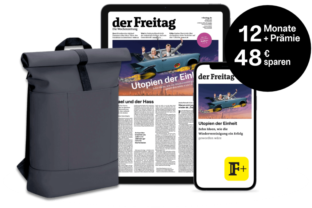 der Freitag im Jahresabo Digital mit Ucon Rucksack