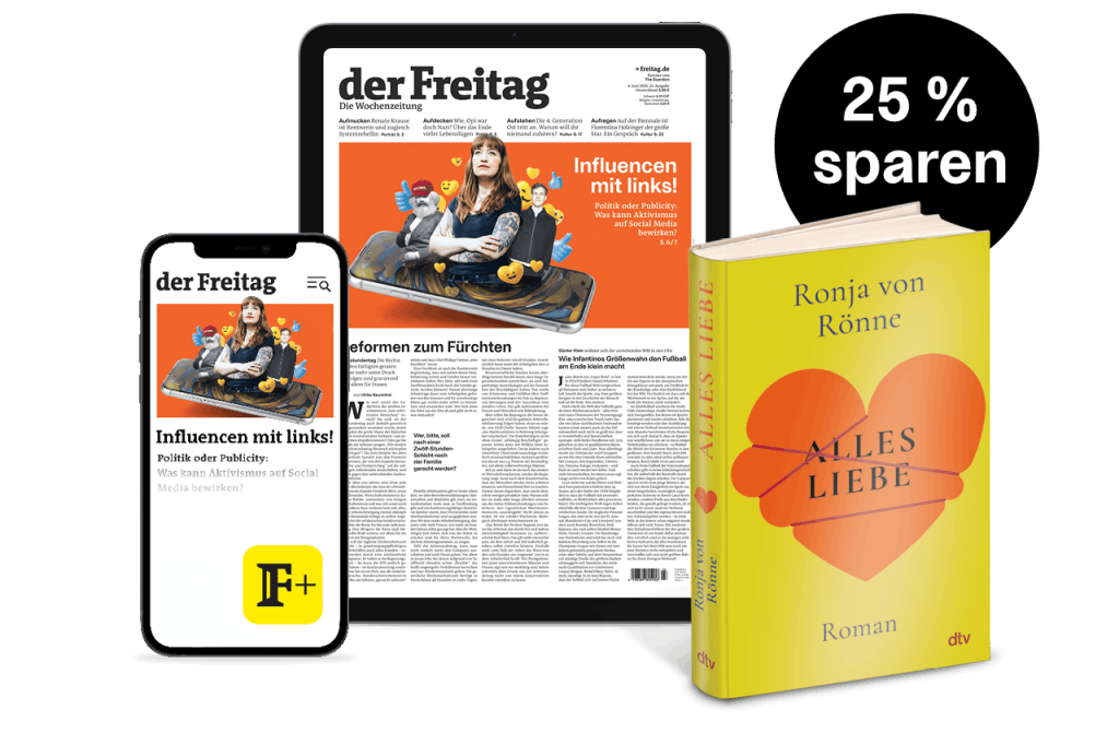 der Freitag digital mit Ronja von R&ouml;nnes Roman als Abopr&auml;mie