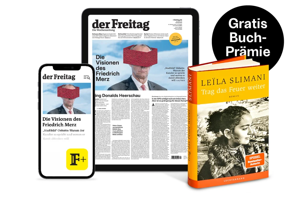 der Freitag digital mit Buch von Le&iuml;la Slimani als Abopr&auml;mie