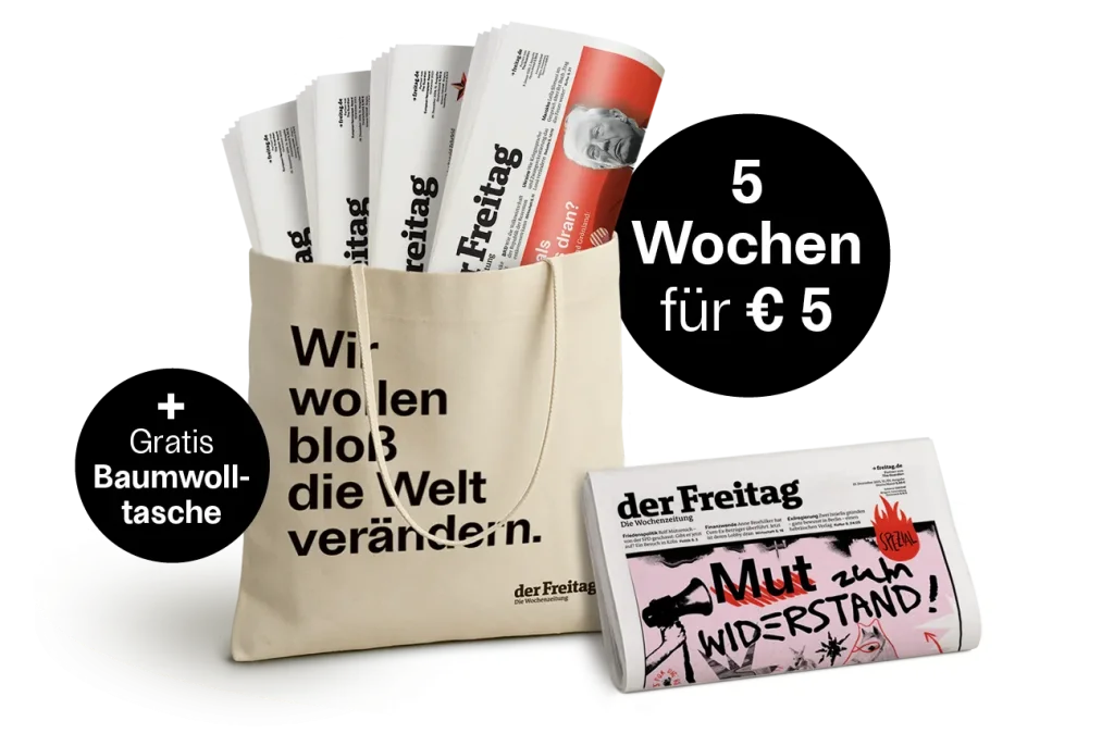 der Freitag im Print-Abo mit Tasche als Pr&auml;mie