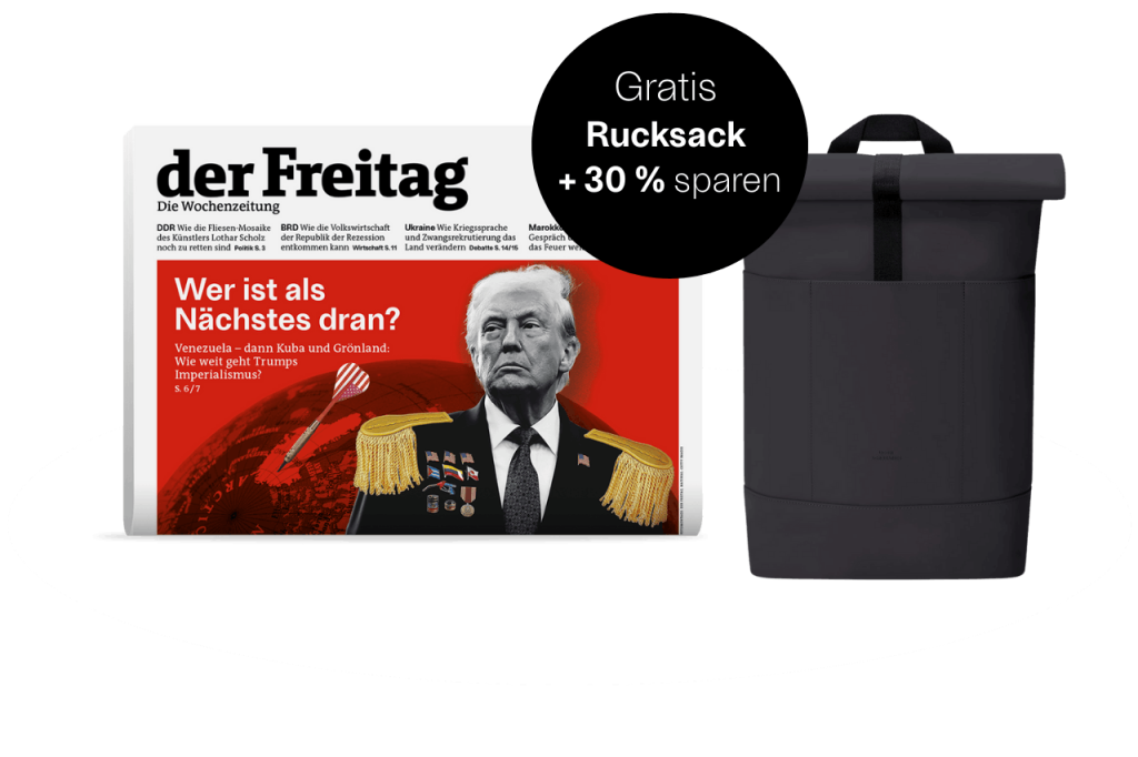 der Freitag im Jahresabo mit Rucksack von Ucon Acrobatics als Pr&auml;mie