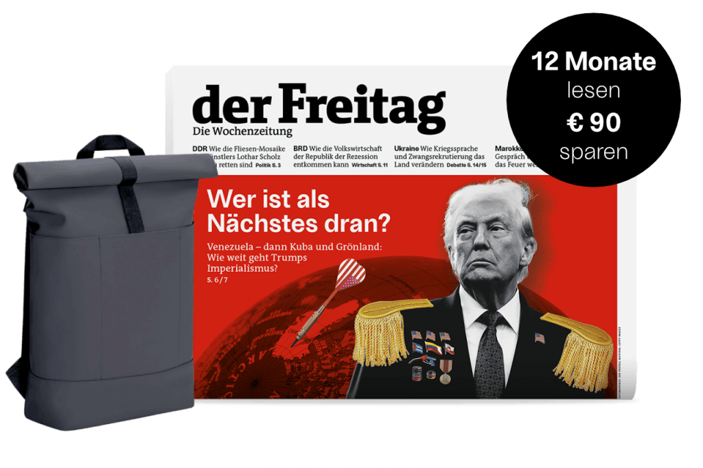 der Freitag im Print Jahresabo mit Ucon Rucksack als Pr&auml;mie