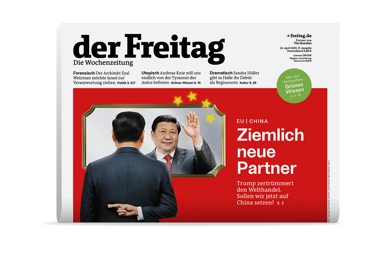 Titelseite der Wochenzeitung der Freitag, Ausgabe KW15 – unabhängiger Journalismus, gedruckt mit Haltung