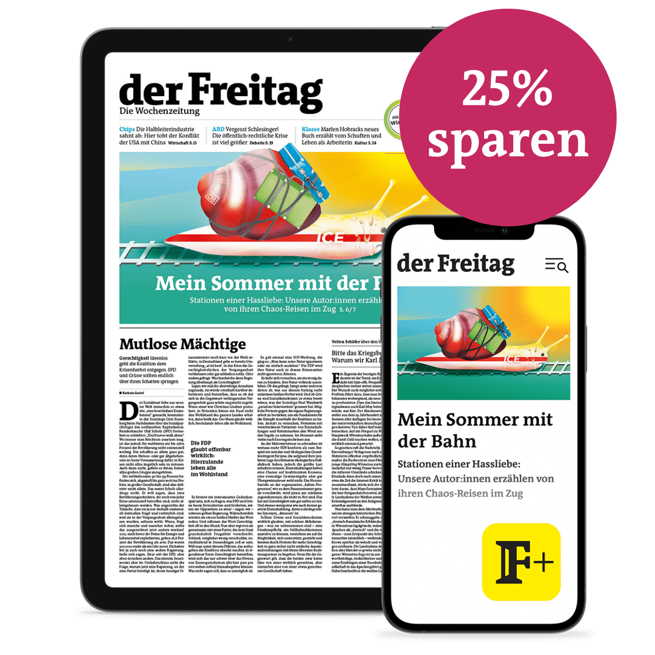 der Freitag - die Wochenzeitung im digitalen Jahresabo: 12 Monate lesen, nur 9 bezahlen und 25% sparen!