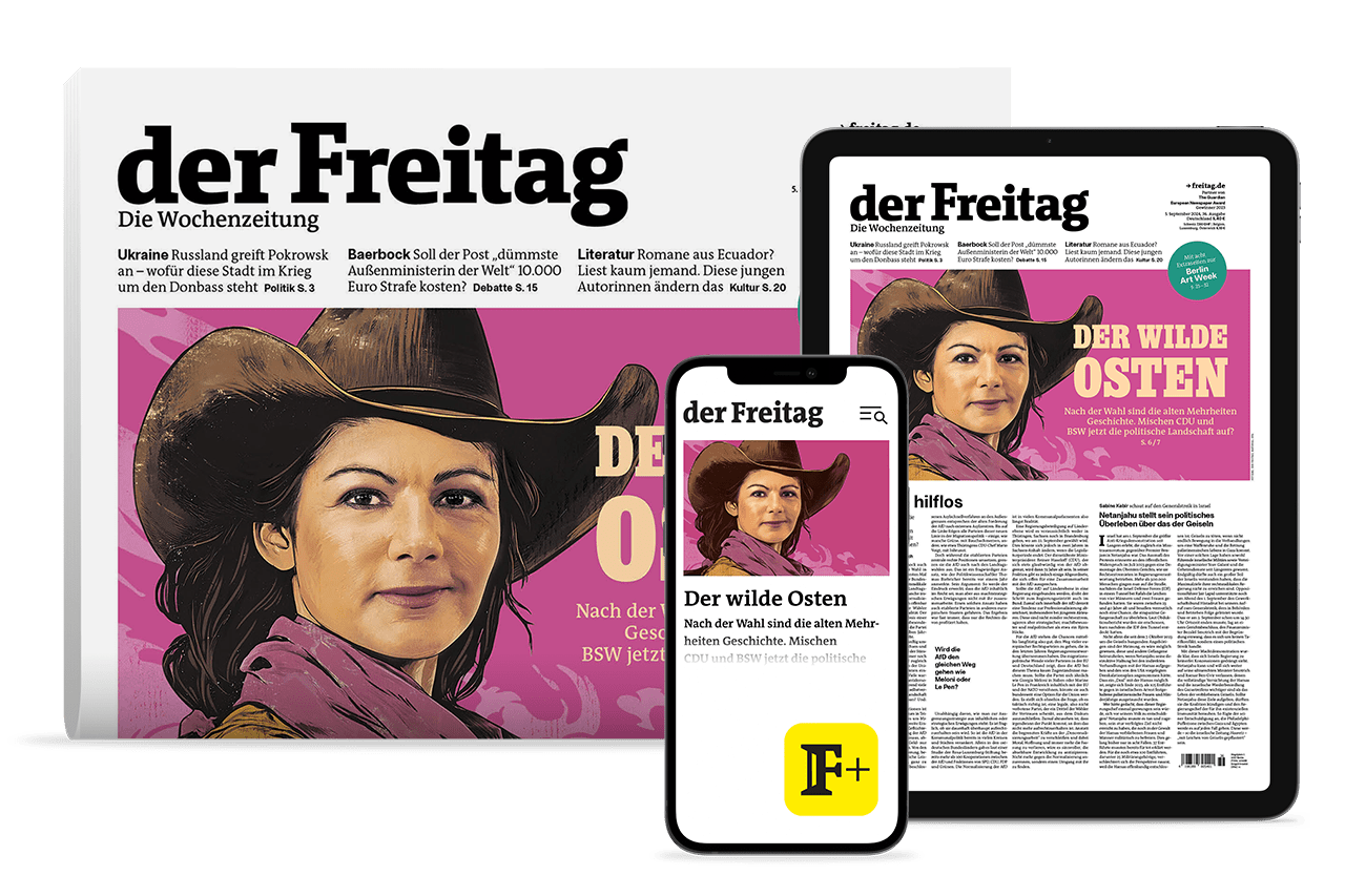 Entdecken Sie die aktuelle Ausgabe von „der Freitag - die Wochenzeitung“ als Print-, Digital oder Kombi-Abo: aktuelles Titelthema wie „Der wilde Osten“