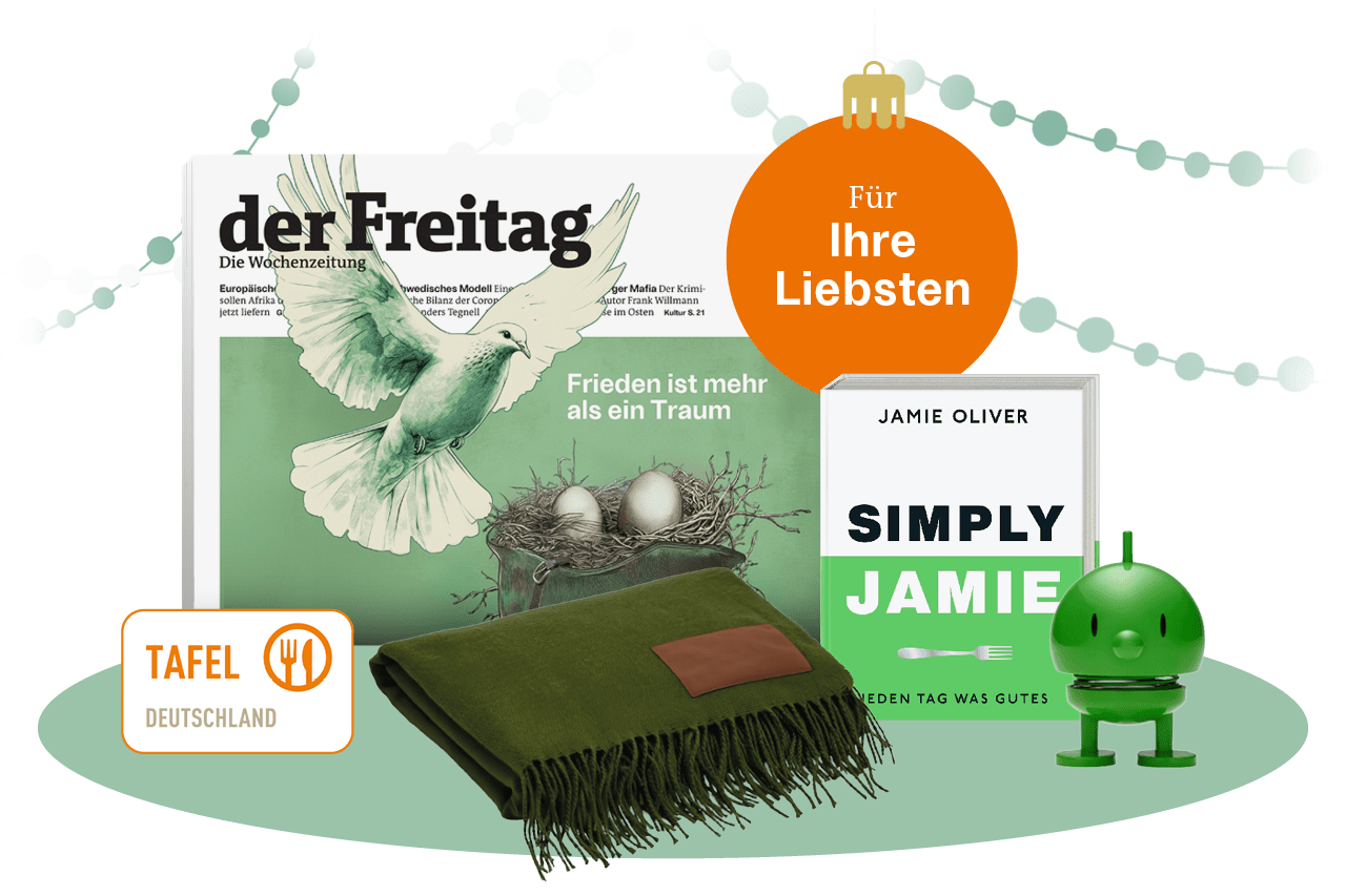 Bloß ein sinnvolles Weihnachtsgeschenk: Verschenken Sie den Freitag im Abo einfach an Ihre Liebsten und bekommen zusätzlich ein Geschenk